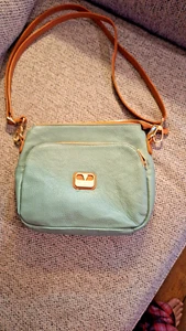 Valentina Sage Green Pebble Brown Leather Crossbody Bag Made in Italy - Picture 1 of 18