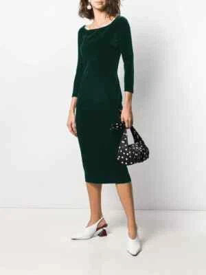 Nuevo con etiquetas Vestido Chiara Boni La Petite Bata Tuby Terciopelo 6 EE. UU. Verde Bosque Precio de venta sugerido por el fabricante $695 Foto 1 de 4