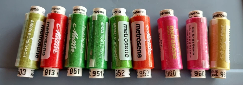 Lot of 9 Spools of Vintage Mettler 900 Series Metrosene NM 100/3 Thread - Image 1 of 1