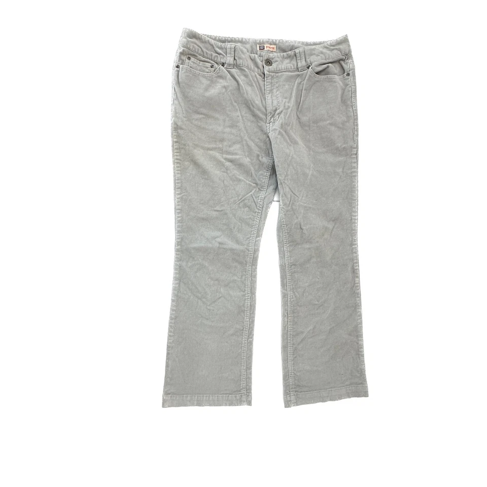 Pantalones de pana gris descoloridos Glory Bootcut bolsillos traseros con solapa para mujer talla 16P Foto 1 de 4