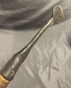 LARGE Early Antique Primitive Wrought Iron & Wood Tool Bark Peeling Spud - Picture 1 of 21