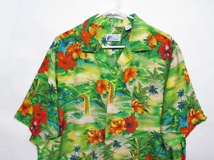 Vtg Islander Rayon Rainbows Hibiscus Hawaiian Shirt Floral Aloha Camp Sz XL Rare - Picture 1 of 9