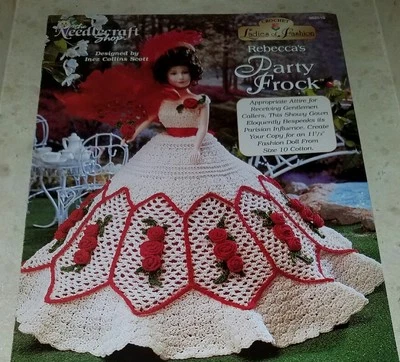 AK12 THE NEEDLECRAFT SHOP 1996, CROCHET LADIES OF FASHION REBECCA'S PARTY FROCK - Image 1 of 2