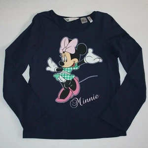H&M Girl's Disney Minnie Mouse Navy Blue Long Sleeve Tee Top Shirt in size 4-6 - Picture 1 of 1