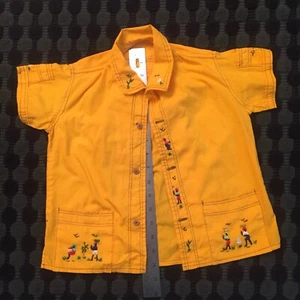 Child’s 100% cotton orange Summer Guayabera-style hand- embroidered shirt - Picture 1 of 6
