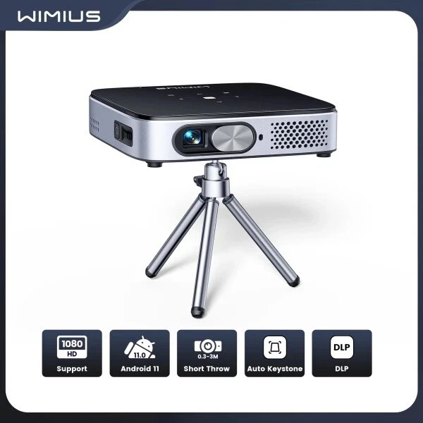 WiMiUS Mini-Projektor Android 11.0 DLP, UST, FHD 1080P, WiFi - Bild 1 von 4