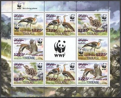 ¡NW0789! Sobreimpresión rosa 2019 togo wwf birds avutards #7554-7557 kb (2 juegos) sin usar, en caja Foto 1 de 2