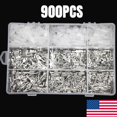 900X Assortment Spade Crimp Terminals Kit Male Female Electrical Wire Connectors - Image 1 of 4