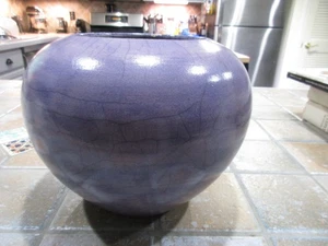 Signierte Raku Keramik VaseSchirm lila glasiert Unikat Design - Bild 1 von 6