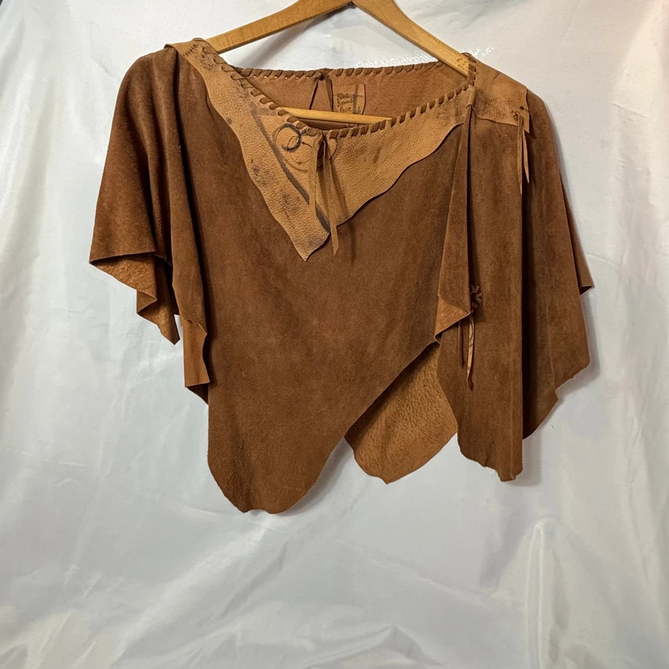 Top Corto De Colección Azul Gorro Rosa Originales Cuero Marrón y Tostado Boho Western Foto 1 de 4