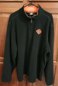 Suéter Pullover Harley Davidson Para Hombres 2XL Suave Negro Polar Cuarto Cremallera Motociclista - Imagen 1 de 7