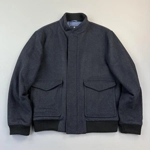 Hart Schaffner Marx Jacket Mens Medium Navy Wool Cashmere Bomber Quilt Lined - Picture 1 of 11