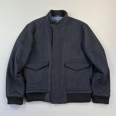 Hart Schaffner Marx Jacket Mens Medium Navy Wool Cashmere Bomber Quilt Lined - Image 1 of 4