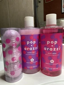 POP ARAZZI BUBBLE BATH, BODY WASH, BATH BOMBS HISBISCUS & ACAI BERRY 16.9 OZ - Picture 1 of 1