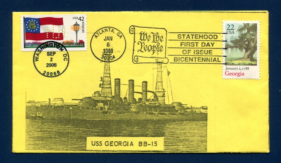 DUAL Sc. 2339 Georgia Statehood / 4285 Georgia Flag FDC - Jim Smith - Image 1 of 1