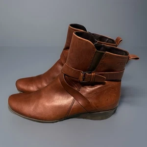 Ecco Abelone Brown Leather Booties Size 39 US 8.5 - Picture 1 of 8