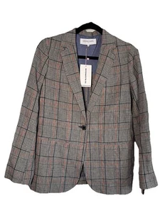 Gerard Darel Paris Women's Plaid 1 Button Linen Blazer 36 NWT - Picture 1 of 4