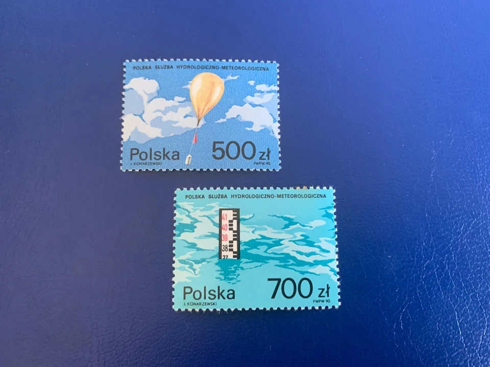 POLAND POLSKA 1990 MNH SC 2976-77 WEATHER METEOROLOGY WATER GAUGE BALLOON - Image 1 of 1