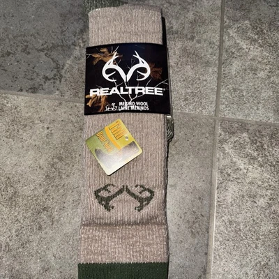 Realtree Mens Outdoor Merino Wool Tall Boot Socks XL Shoe Size 12-15 - Image 1 of 4