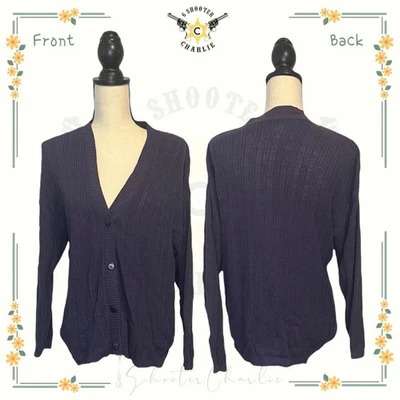 Cárdigan suéter grande Huntington Ridge azul tejido con cable vintage con botones Foto 1 de 4