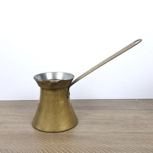 Vintage Traditional Brass Turkish Greek Coffee Pot with Long Handle - Picture 1 of 9