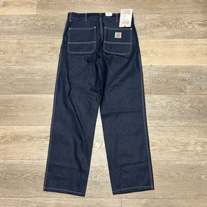 Vintage Carhartt WIP Simple Pant Blue Rigid Denim Jeans 32x32 NWT Act 34 Waist - Picture 1 of 19