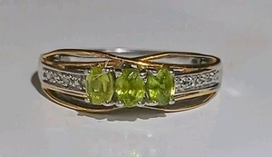 SZ 7 Ring SAVA SPHENE, White Zircon Vermeil YG and Platinum Plated Sterling - Picture 1 of 9