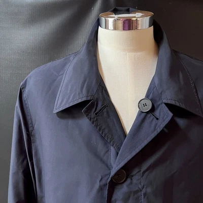 Canali Rain & Wind Tech Reversible Coat Wool Silk Navy Size 50 (US 40) Made in I - Image 1 of 4