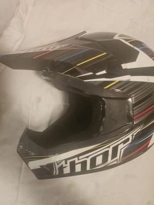 Thor Quadrant 2 Youth XL Motocross MX 全地形车骑行头盔黑色白色 — 第 1/4 张图片
