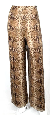 RALPH LAUREN COLLECTION $1,990 Python Print Silk Chiffon Tulip Wide Leg Pants 10 - Image 1 of 4