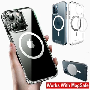 MagSafe Compatible Crystal Clear TPU + PC Shockproof Case For iPhone 16 15 14 13 - Picture 1 of 6