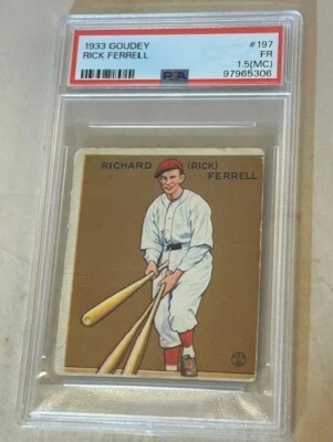 1933 GOUDEY #197 RICHARD (RICK) FERRELL PSA FR 1.5 (MC) BOSTON RED SOX. - Image 1 of 2