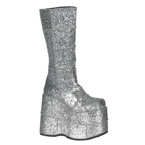 STIVALE AL GINOCCHIO UOMO 7" PF GOTH CYBER GOGO PUNK PATCHED-ZIP-4 5 6 8 9 10 11 12 13 - Foto 1 di 5