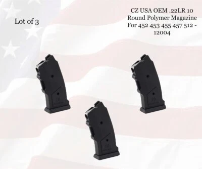LOTE de (3) cargador de polímero CZ EE. UU. OEM .22LR para 452/453/455/457/512 #12004 Foto 1 de 3