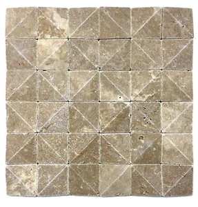 2x2 Walnut Dimensional Tumbled Travertine Mosaic Tile Backsplash Floor Wall Bath - Picture 1 of 9