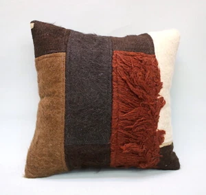 Kilim Square Pillow, 16”x16”, Tulu Pillow, Patchwork Pillow, Decorative Pillow - Picture 1 of 6