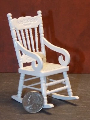 Кукольный домик миниатюрный рокер кресло-качалка белый 1:12 в масштабе N64 Dollys галерея - Изображение 1 из 4