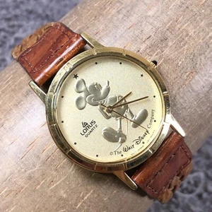 Vintage Lorus Unisex V811-1400 Mickey Mouse Leather Quartz 30mm Watch 7 1/2" - Picture 1 of 12