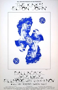 Gerahmtes Konzertplakat Elton John 1970 Fillmore - Bild 1 von 2