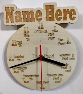 Orologio da parete per bambini personalizzato apprendimento orologio da parete nome bambini inciso - Foto 1 di 5
