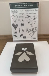 Juego de estampillas de fotopolímero de ramo de campo Stampin Up y punzón de corazón a juego - Imagen 1 de 5