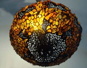 BERNSTEINLAMPE DECKENLAMPE TIFFANY BERNSTEIN LAMPE - 48 cm - Bild 1 von 2