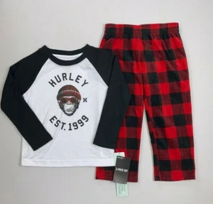 Little Boy's Hurley 2 piece Sleep Ape Pajama Pj Fleece Pants Set Size 4 - Picture 1 of 1