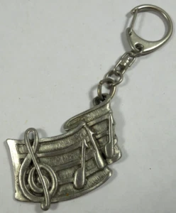 vintage novelty music theme musical symbols metal key chain ring fob - Picture 1 of 5