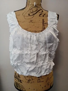 Zara Women White Satin Elastic Ruffled Cropped Top Size XXL - Picture 1 of 6