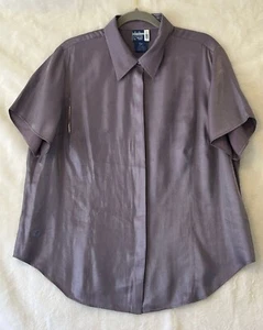 VJ Venezia Jeans Rayon Shirt Shiny Lilac Button Down Vintage Women's Size 18 - Foto 1 di 11