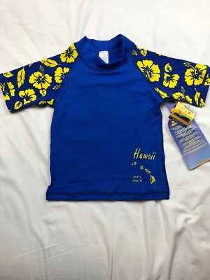 Sun Skinz Kids Small Rash Guard Swim Shirt Swimming Blue Hawaii  - Image 1 of 4