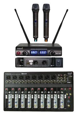 10CH Audio USB Mixer Sound Board Console Mixing Dual Channel Karaoke Microphone - Image 1 of 4