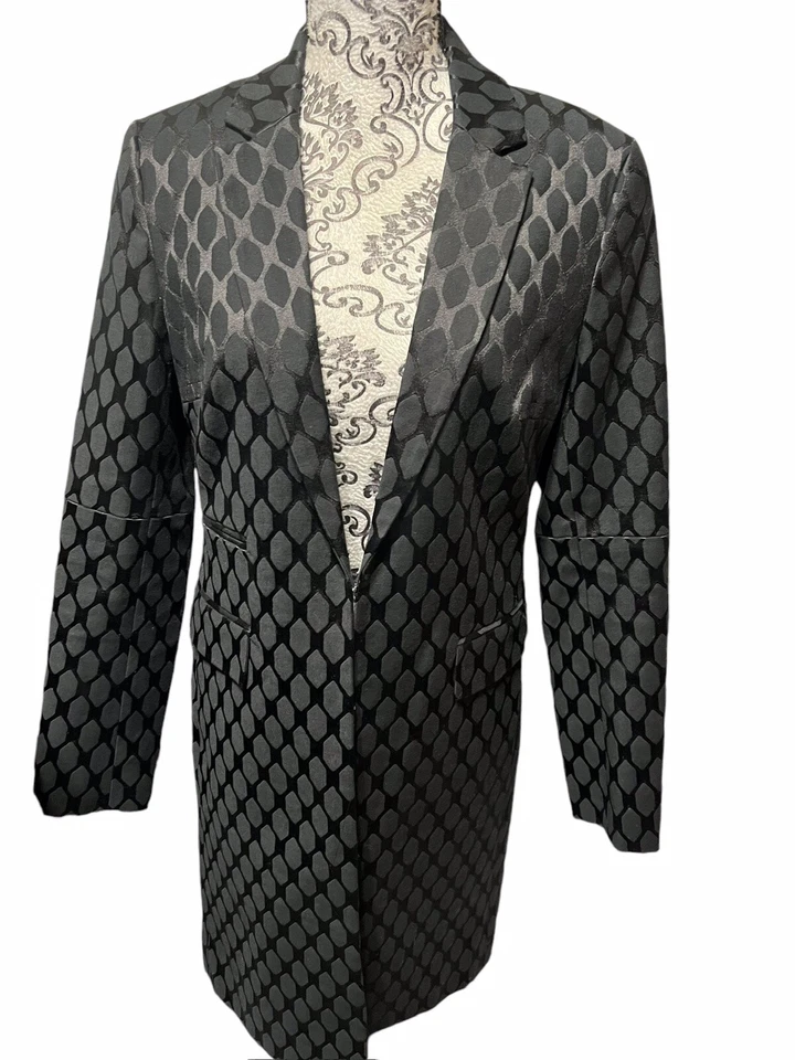 Женский длинный блейзер с черным принтом Diane Von Furstenberg размер 6 - Изображение 1 из 4