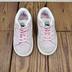 Puma Kids Suede Classic XXI Shoes Toddler Sz 10C Pink White Sneakers Trainers - Picture 1 of 6